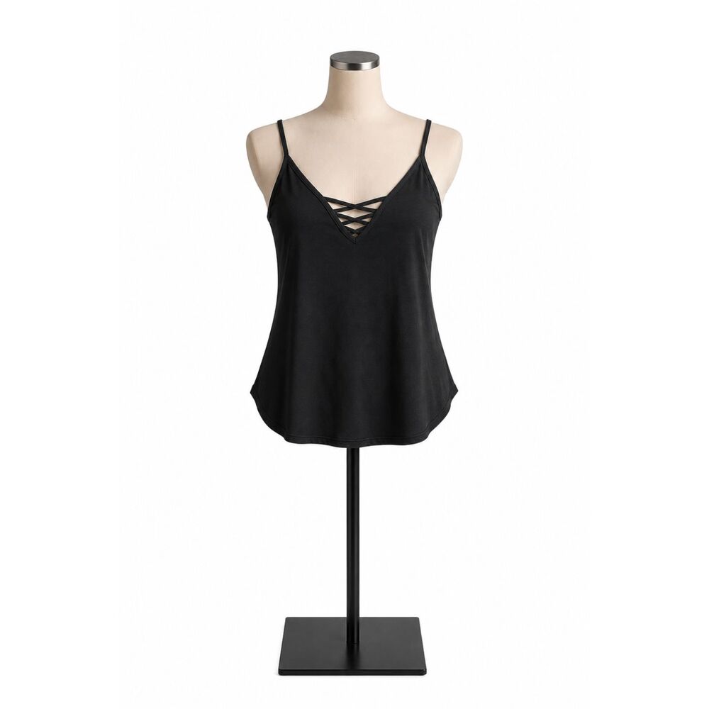PINK Victoria's Secret Black Strappy V-Neck Cami Tank Top Size Large